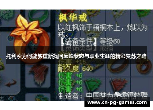 托利索为何能够重新找回巅峰状态与职业生涯的精彩复苏之路 托利索为何能够重新找回巅峰状态与职业生涯的精彩复苏之路